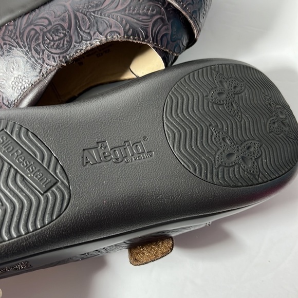 Alegria Joleen Molasses Brown Tooled Leather Slip On Oxford Size 40 / 10 - Picture 14 of 16